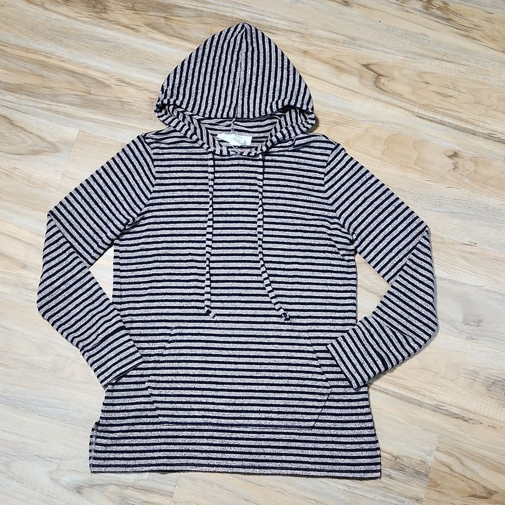 💜Workshop Republic Tan & Black Stripe Hooded Sweater Small